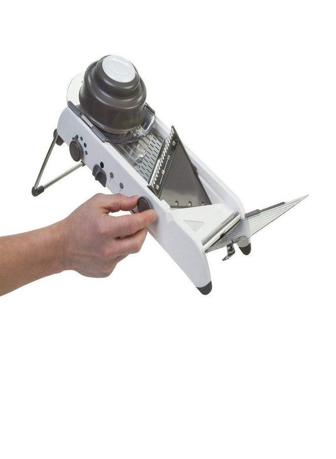 DR Mall Stainless Steel Mandoline Slicer With Holder Cuts Fruits And Vegetables Cutter, Multicolour - Image 5
